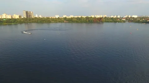 The Camera Flies Over the Surface of the River Stock Footage 67564955