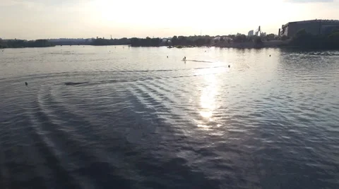 The Camera Flies Over the Surface of the River Stock Footage 67564989