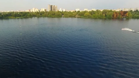 The Camera Flies Over the Surface of the River Stock Footage 67565089