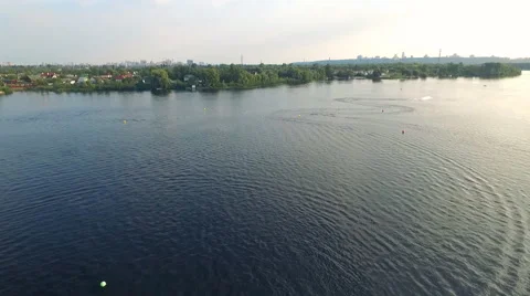 The Camera Flies Over the Surface of the River Stock Footage 67565108