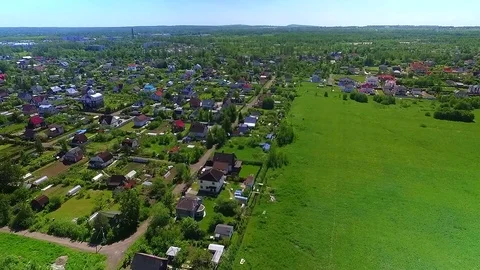 The camera flies over the village. Russian Village Top View. Stock Footage 77081255