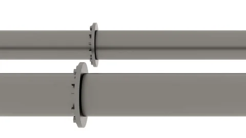 The camera flies parallel to two pipeline lines on a white background. Seamless Stock Footage 122219470