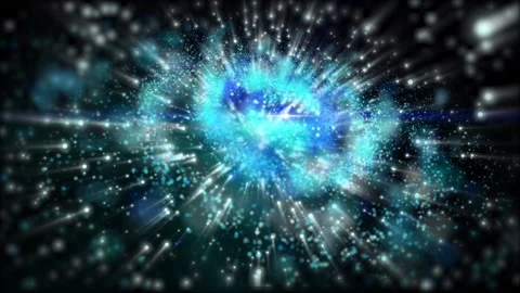 The camera flies past a bright galaxy made of billions of particles Stock Footage 276606191