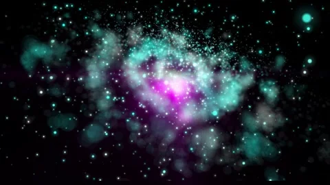 The camera flies past a bright galaxy made of billions of particles Stock Footage 276606198