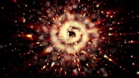The camera flies past a bright galaxy made of billions of particles Stock Footage 276606438