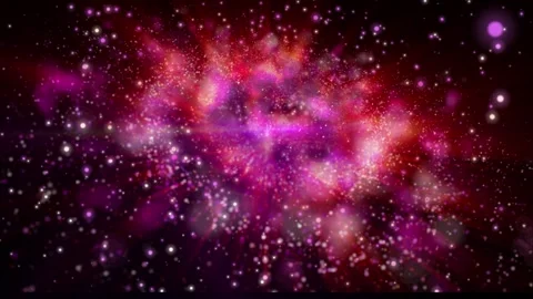 The camera flies past a bright galaxy made of billions of particles Stock Footage 276606972