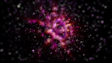 The camera flies past a bright galaxy made of billions of particles Stock Footage 276606974
