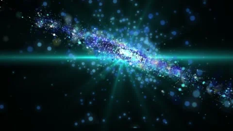 The camera flies past a bright galaxy made of billions of particles Stock Footage 276607214