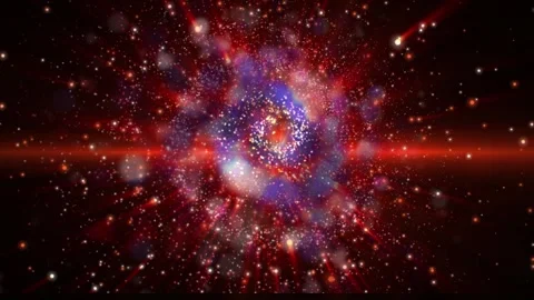 The camera flies past a bright galaxy made of billions of particles Stock Footage 276607240