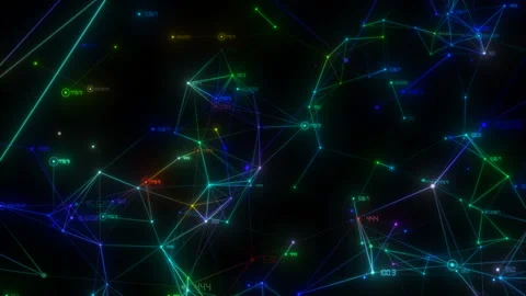 The camera flies past digital and numeric constellations. Steam connectors. Stock Footage 103285488