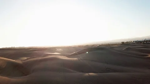 Camera flies to the sun in a sand desert, wonderful nature landscape with sand Stock Footage 94079839