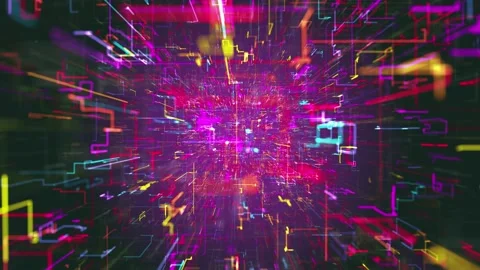 Camera flies through an artificial intelligence central processor. (loop video) Video stock 134694812