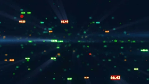 The camera flies through changing stock exchanges Stock Footage 79786951