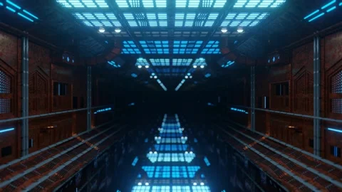 The camera flies through an endless rusty tunnel. abstract looping animated back Stock Footage 233063834