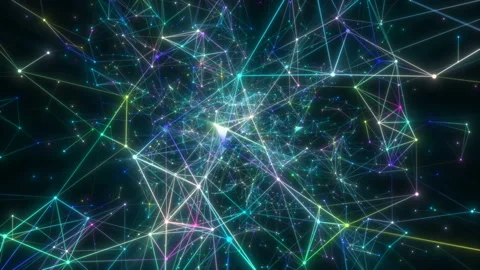 The camera flies through a geometric luminous space. Stock Footage 123671414