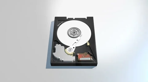 The camera flies through a hard drive Stock Footage 53873929