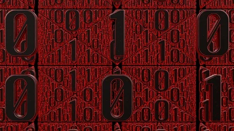 Camera flies through red binary code Stock Footage 101493750