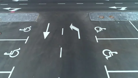 The camera flight above the empty evening parking zone Video stock 138485300