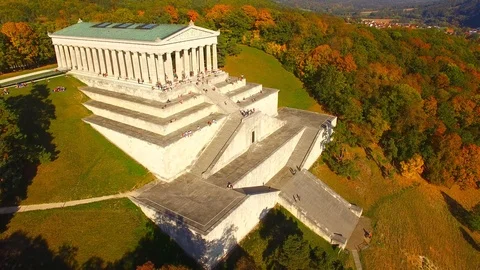 Camera flight around The Walhalla hall of fame. Stock Footage 96500097