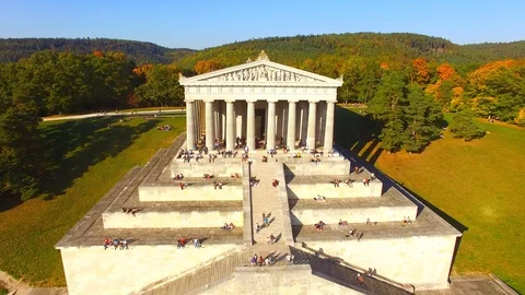 Camera flight around The Walhalla hall of fame. Stock Footage 96500311