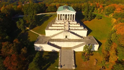 Camera flight around The Walhalla hall of fame. Stock Footage 96540264