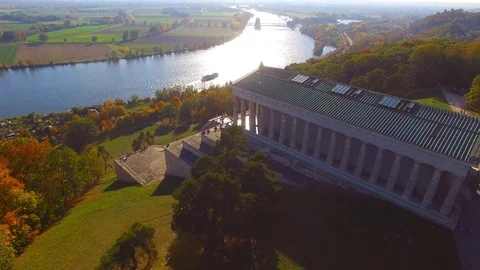 Camera flight around The Walhalla hall of fame. Stock Footage 96541903