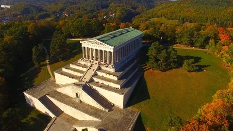 Camera flight around The Walhalla hall of fame. Stock Footage 96542968