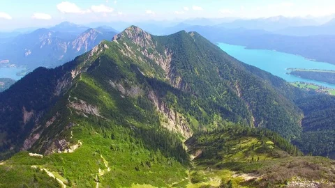 Camera flight over alpine landscape in Bavaria. Stock Footage 79717948