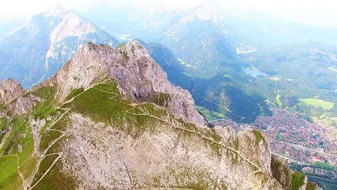 Camera flight over alpine landscape on Germany and Austria border. Stock Footage 79723060