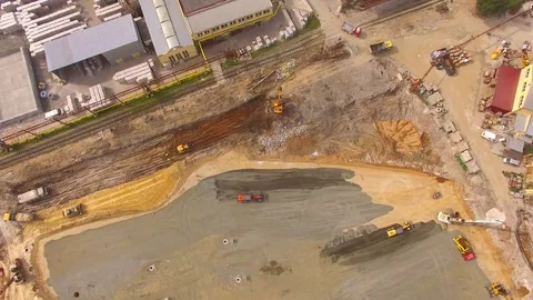 Camera flight over construction site. Stock Footage 72037522