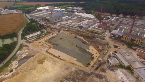 Camera flight over construction site. Stockbeeldmateriaal 72038927