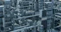 camera flight over futuristic buildings, LOOP HD Footage