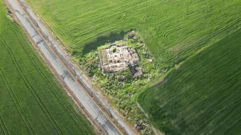 Camera flight over green fields. Stock Footage 236505444