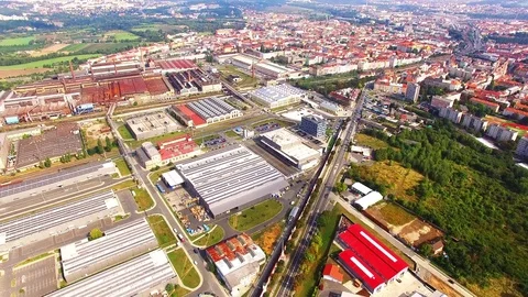 Camera flight over industrial area. Video stock 71962845