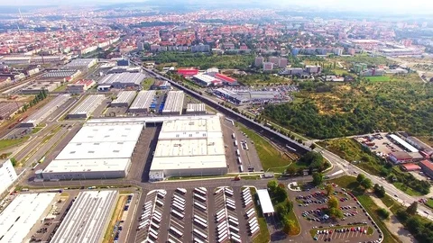 Camera flight over industrial area. Video stock 71963157
