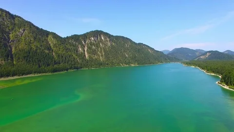 Camera flight over The Isar River in Bavarian Alps. Stock Footage 79708316