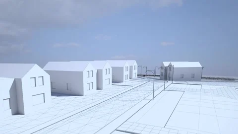 Camera flight over the layout of the complex of houses Stock Footage 249550160