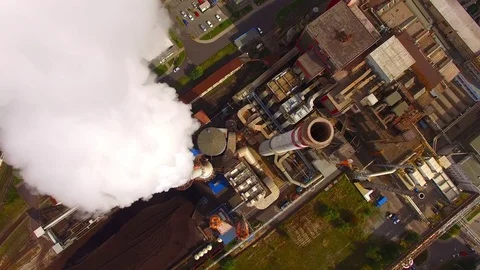 Camera flight over a modern combined heat and power plant. Stock-Footage 80630991