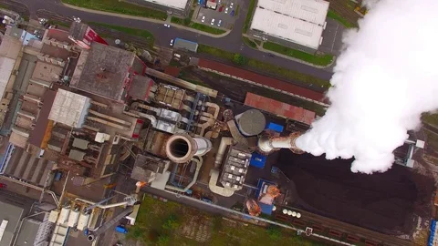 Camera flight over a modern combined heat and power plant. Stock-Footage 80631431