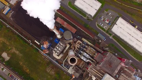 Camera flight over a modern combined heat and power plant. Stock-Footage 80631704