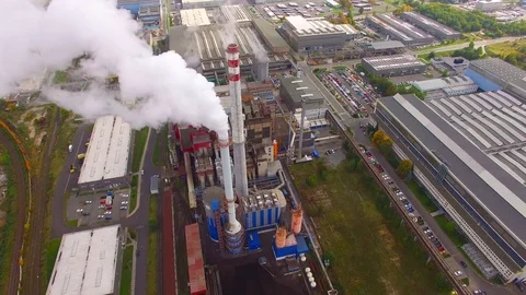 Camera flight over a modern combined heat and power plant. Stock-Footage 80633851