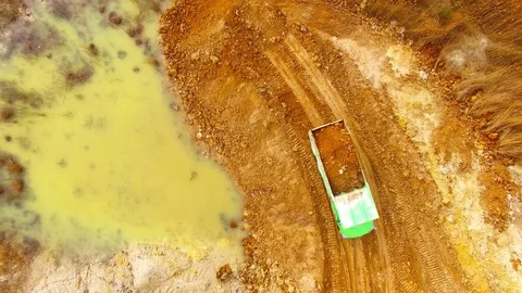 Camera flight over a open cast mine. Stock Footage 73232489