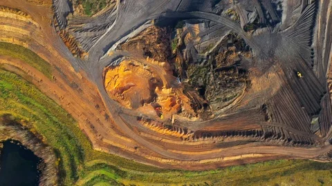 Camera flight over a open cast mine. Stock Footage 120173935