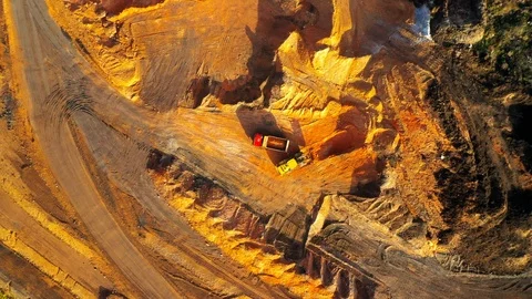 Camera flight over a open cast mine. Stock Footage 120175148