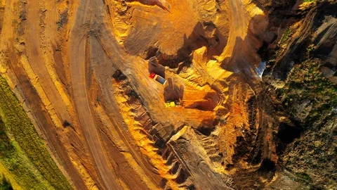 Camera flight over a open cast mine. Stock Footage 120175536