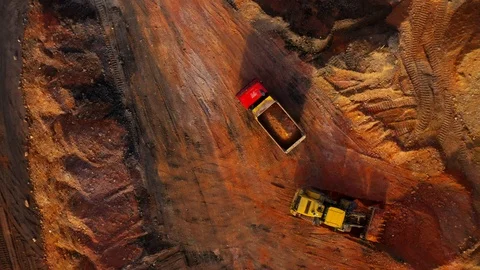 Camera flight over a open cast mine. Stock Footage 120177266