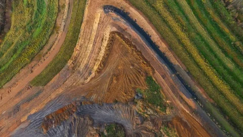 Camera flight over a open cast mine. Stock Footage 120178469