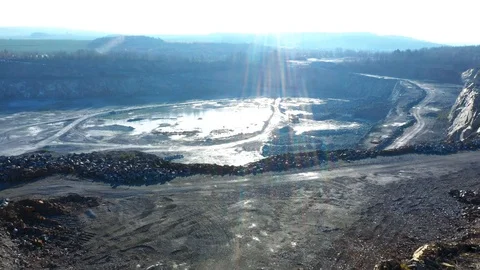 Camera flight over a open cast mine. Stock Footage 122075191