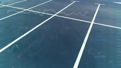 The camera flight over the parking lot on the holographic background Stock Footage 138482389