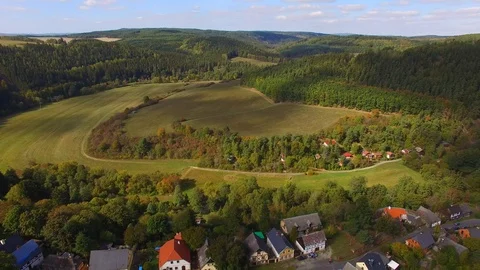 Camera flight over The Rabstejn nad Strelou in Czech Republic. Stock Footage 95765475